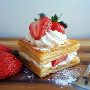 Delicious Strawberry & Whipped Cream Puff Pastry Slices Recipe